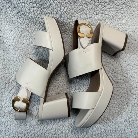 Comfortable Women's Platform Sandal in Eggshell Leather - Picture 2 of 5
